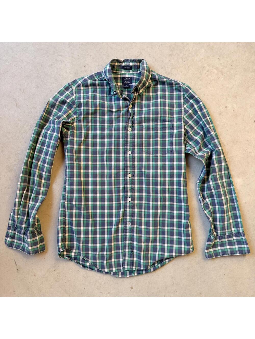 J.Crew Men's Classic Flex Washed Button-Down Plaid Shirt